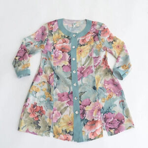 Vintage Frankenwalder Floral Button Up Short Sleeve Midi Dress 46